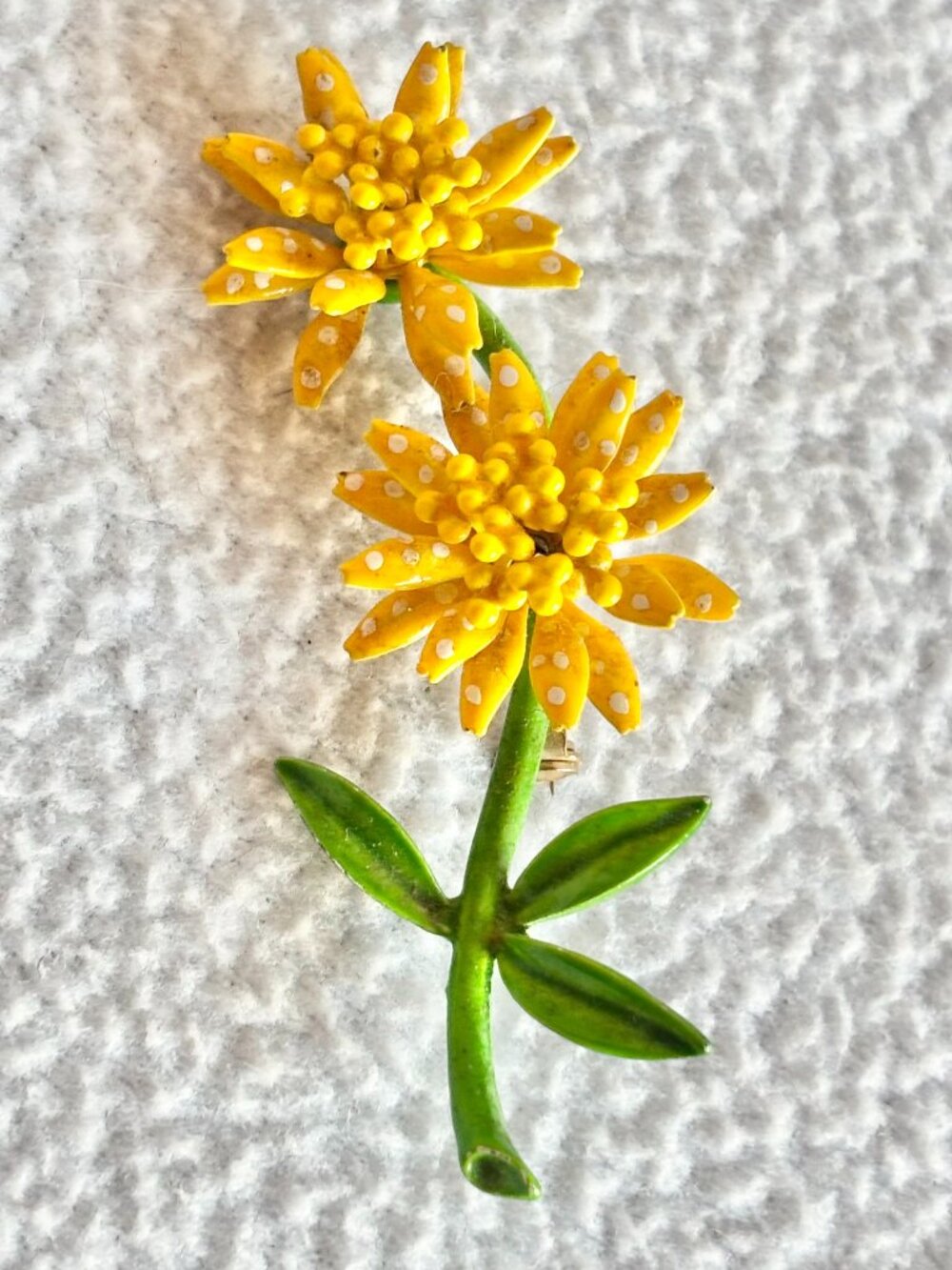Vintage 1960s 1970s Yellow Enameled Floral Brooch